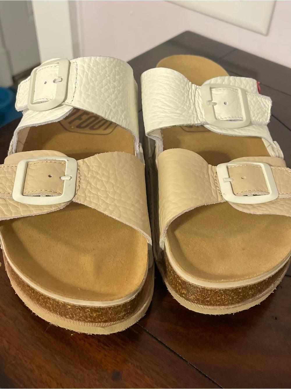 On Foot Leather Platform Sandals